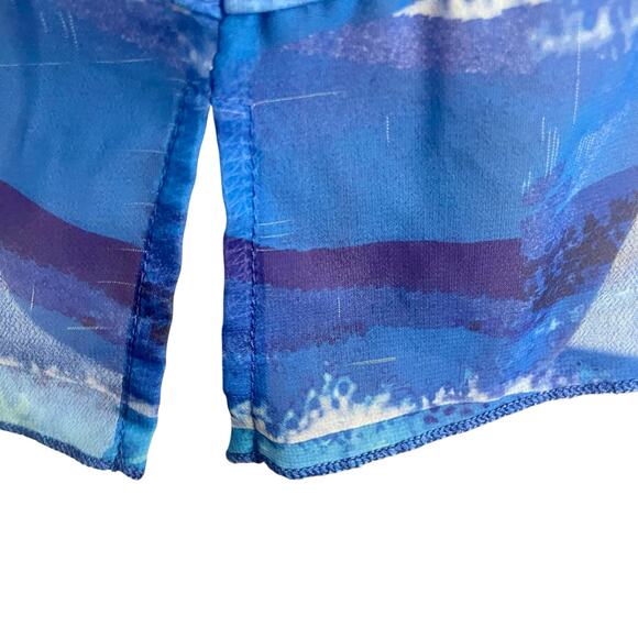 Ali Miles Bright Bold Color Abstract Knit/Chiffon Top LARGE Artsy Casual Comfy - Picture 6 of 10